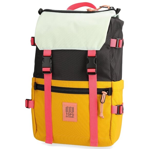 Topo Designs Handbags - TOPO Designs Rover Pack Classic Backpack, Black/Mustard, 20L